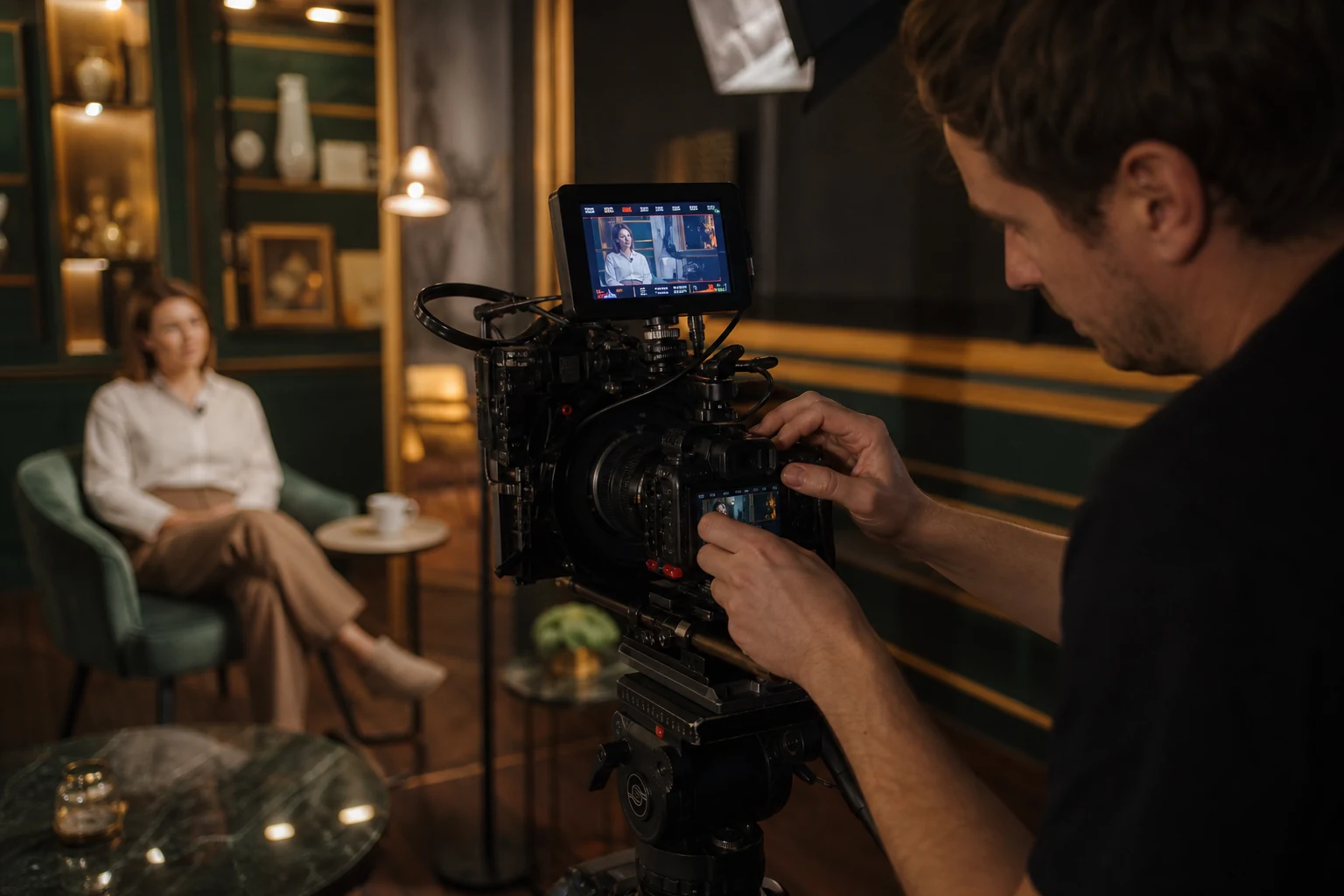 Premium video production behind the scenes with cinema camera